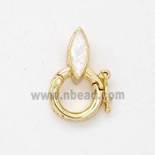 Copper Clasp Pave Fire Opal Eye 18K Gold Plated