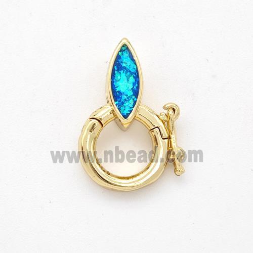 Copper Clasp Pave Fire Opal Eye 18K Gold Plated