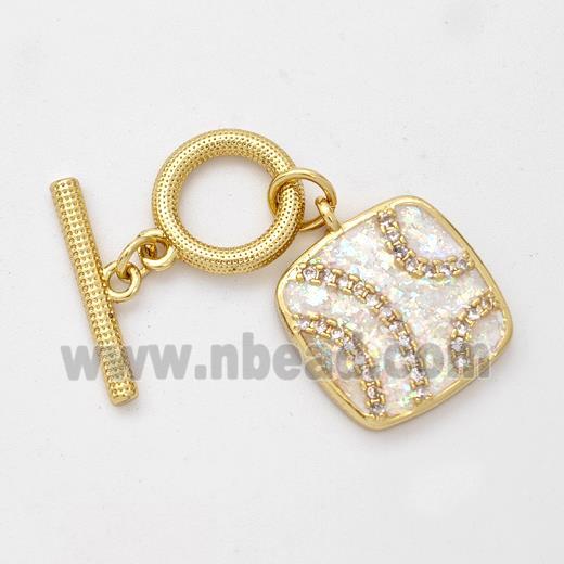 Copper Toggle Clasp Pave Fire Opal 18K Gold Plated