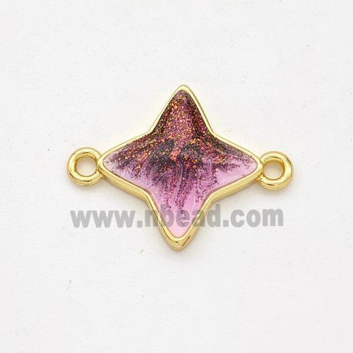 Copper Star Connector Painted 18K Gold Plated