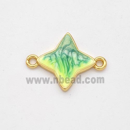 Copper Star Connector Yellow Green Painted 18K Gold Plated