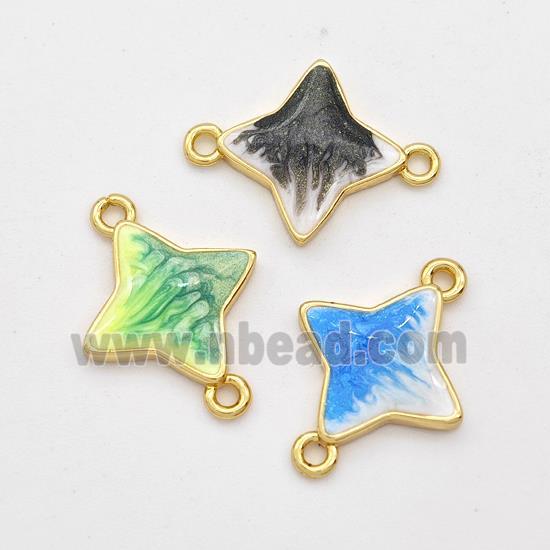 Copper Star Connector Painted 18K Gold Plated Mixed