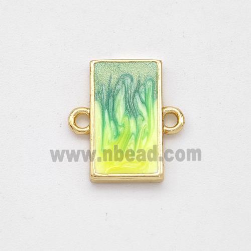 Copper Rectangle Connector Yellow Green Painted 18K Gold Plated