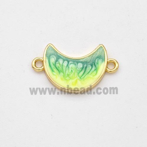 Copper Moon Connector Yellow Green Painted 18K Gold Plated