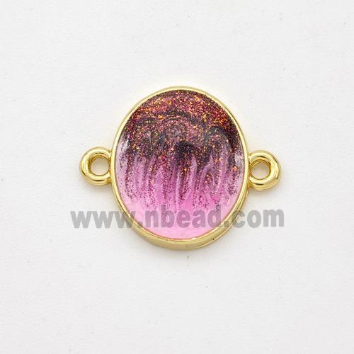 Copper Oval Connector Painted 18K Gold Plated