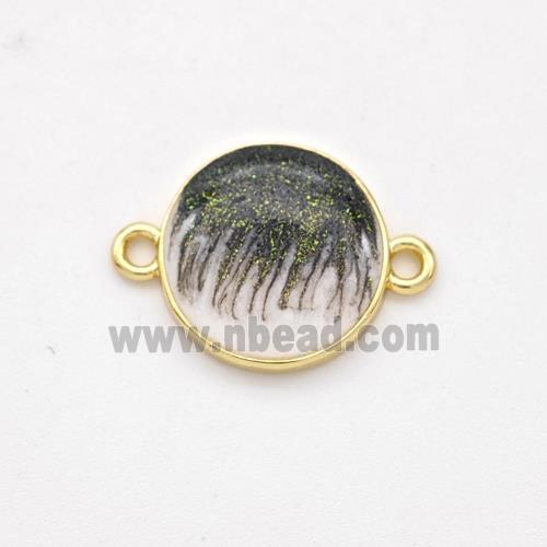 Copper Circle Connector Black Painted 18K Gold Plated