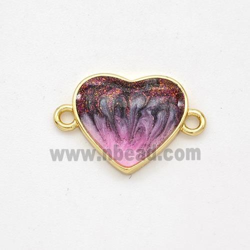 Copper Heart Connector Painted 18K Gold Plated