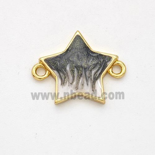 Copper Star Connector Black Painted 18K Gold Plated