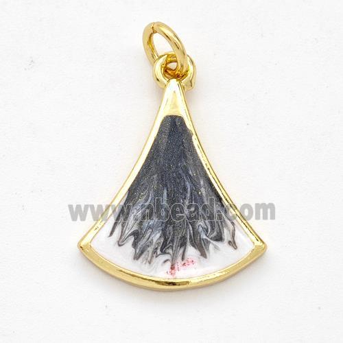 Copper Leaf Pendant Black Painted 18K Gold Plated