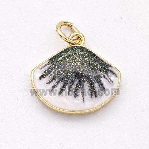 Copper Scallop Pendant Black Painted 18K Gold Plated