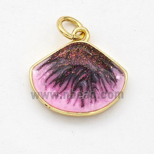 Copper Scallop Pendant Painted 18K Gold Plated