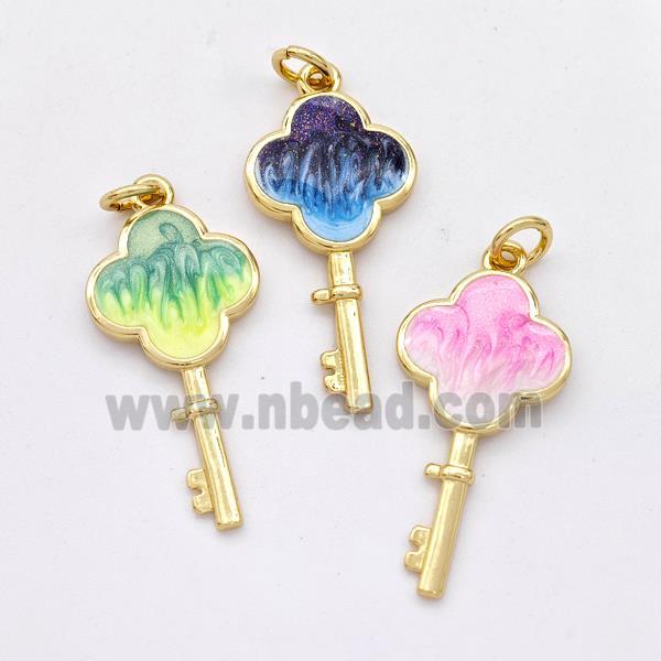 Copper Key Pendant Painted 18K Gold Plated Mixed