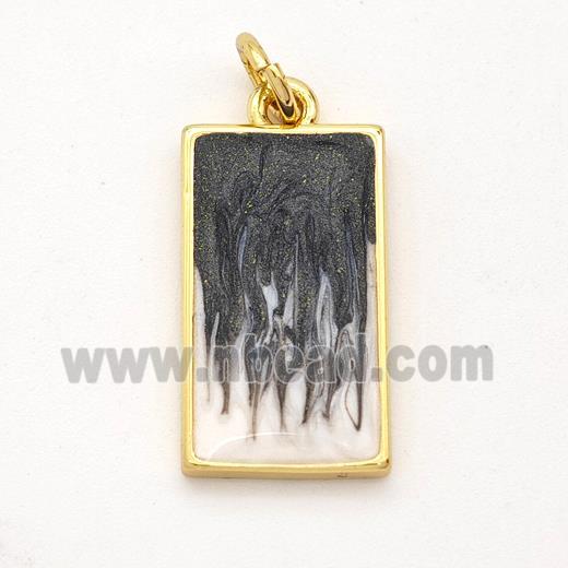 Copper Rectangle Pendant Black Painted 18K Gold Plated