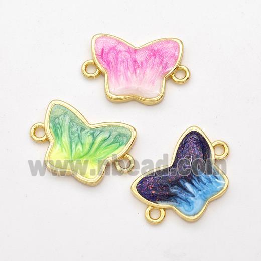 Copper Butterfly Connector Painted 18K Gold Plated Mixed