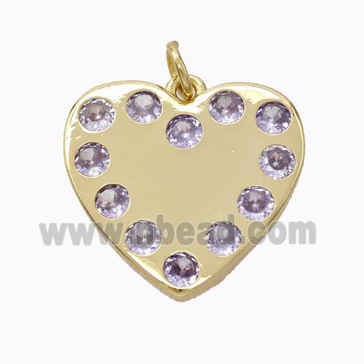 Copper Heart Pendant Micropave Zirconia Gold Plated