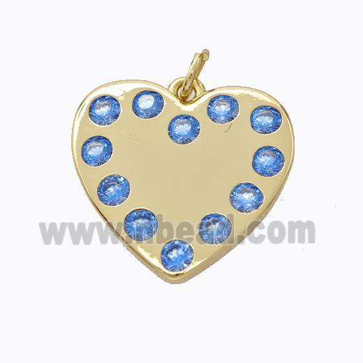 Copper Heart Pendant Micropave Zirconia Gold Plated