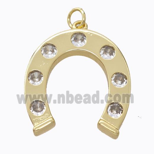 Copper Horseshoe Pendant Micropave Zirconia Gold Plated