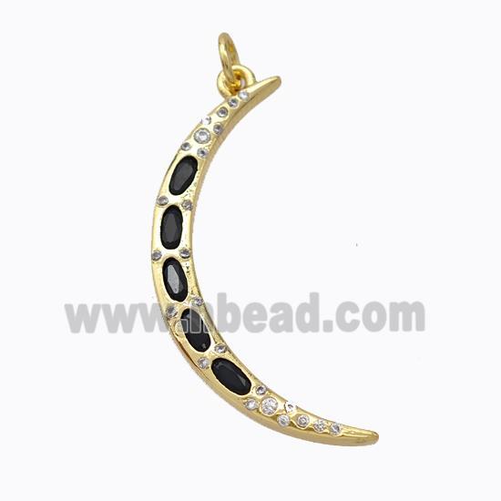 Copper Moon Pendant Micropave Zirconia Gold Plated