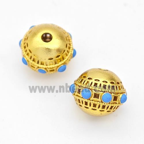 Copper Round Beads Pave Howlite Gold Plated