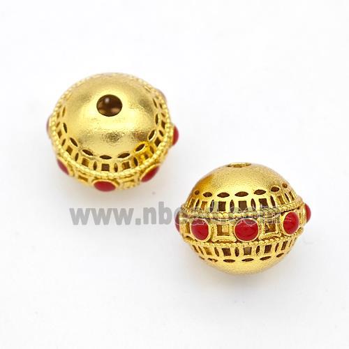 Copper Round Beads Pave Howlite Gold Plated