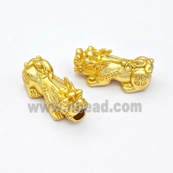 Copper Pixiu Charms Beads Large Hole Gold Plated