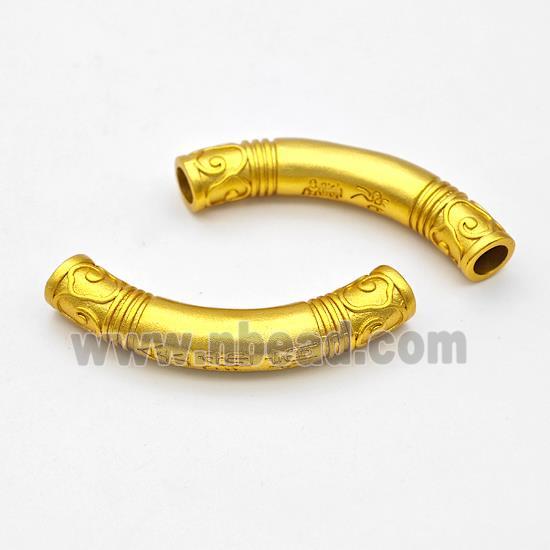 Copper Tube Beads Curving Large Hole Gold Plated