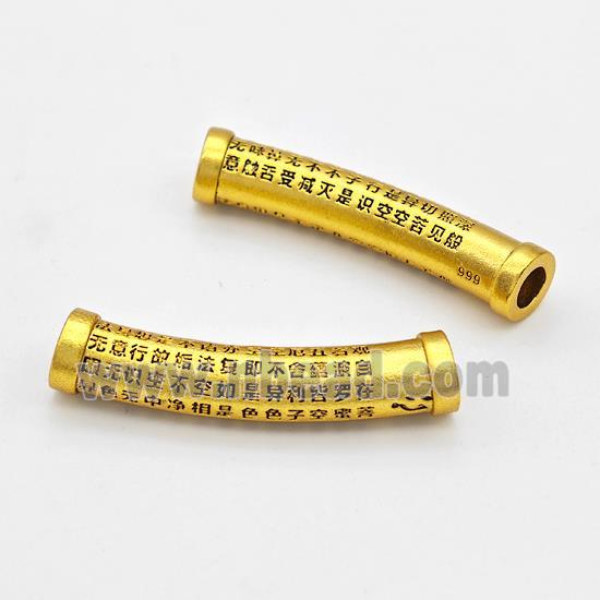 Copper Tube Beads Painted Curving Buddhist Large Hole Gold Plated