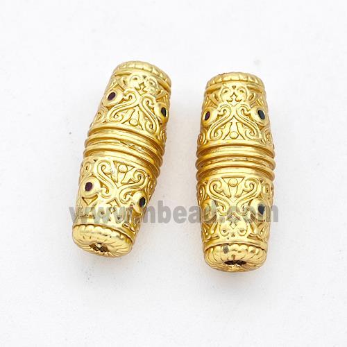 Copper Rice Beads Pave Zirconia Gold Plated