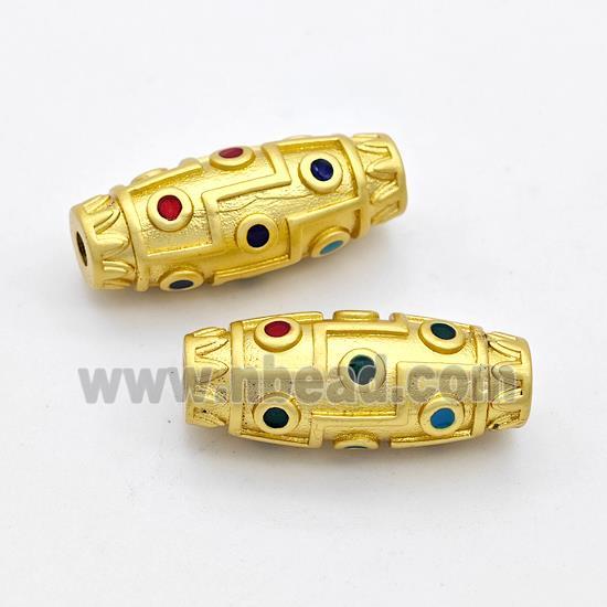 Copper Rice Beads Painted Gold Plated