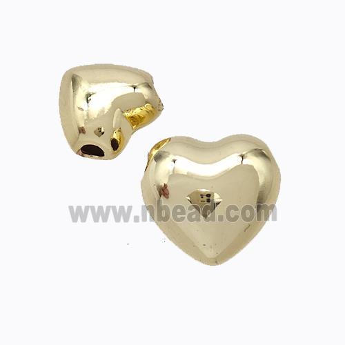 Copper Heart Beads Hollow Large Hole Gold Plated