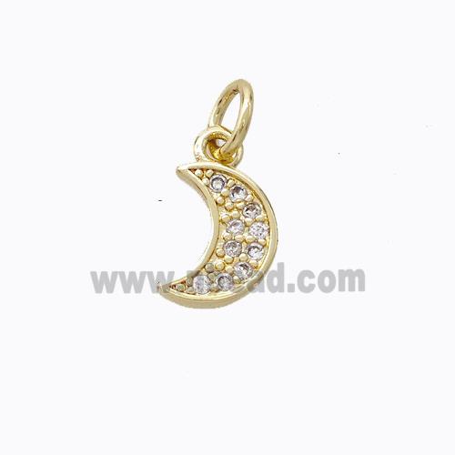 Copper Moon Pendant Pave Zirconia Gold Plated