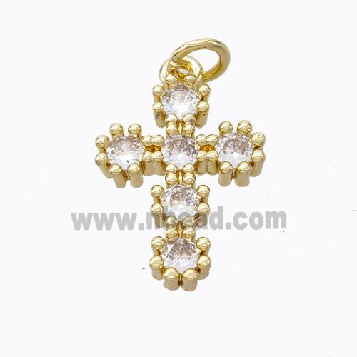 Copper Cross Pendant Pave Zirconia Gold Plated