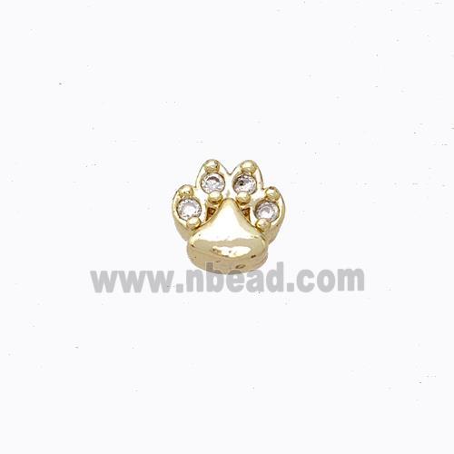 Copper Paws Beads Pave Zirconia Without Hole Gold Plated