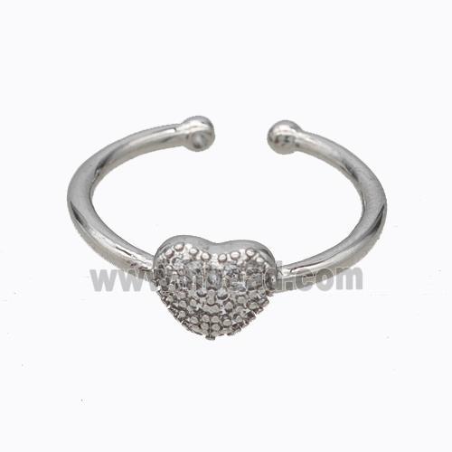 Copper Heart Ring Micropave Zirconia Platinum Plated