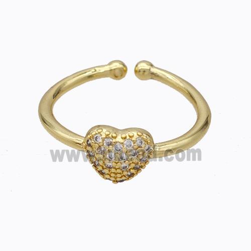 Copper Heart Ring Micropave Zirconia Gold Plated