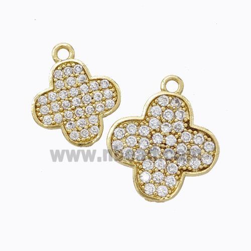 Copper Clover Pendant Micropave Zirconia Gold Plated