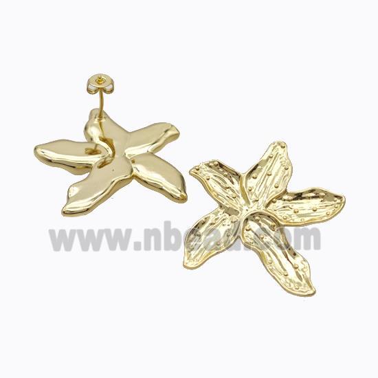 Copper Starfish Stud Earrings Gold Plated