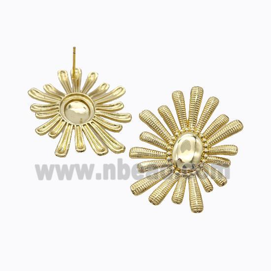 Copper Flower Stud Earrings Gold Plated