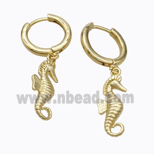 Copper Seahorse Hoop Earrings Gold Plated