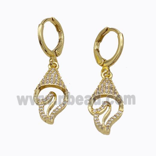 Copper Hoop Earrings Ice Cream Pave Zirconia Gold Plated