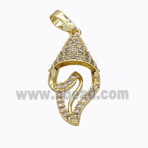 Copper Ice Cream Pendant Pave Zirconia Gold Plated