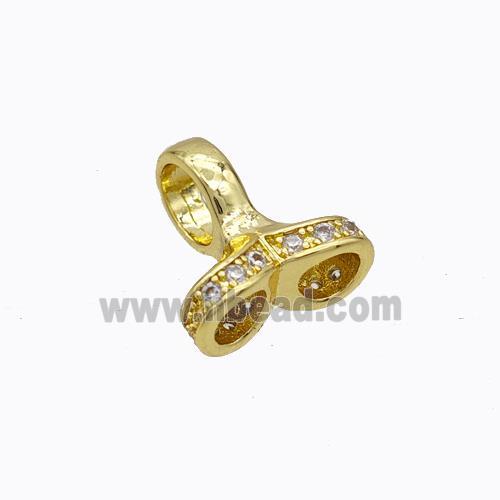 Copper Cordend Pave Zirconia 2strings Gold Plated