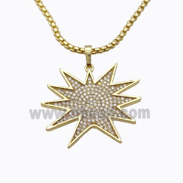 Copper Star Necklace Pave Zirconia Gold Plated