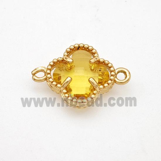 Golden Crystal Glass Copper Clover Connector Gold Plated