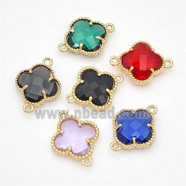 Crystal Glass Copper Clover Connector Gold Plated Mixed