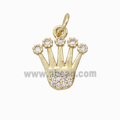 Copper Crown Pendant Micropave Zirconia Gold Plated