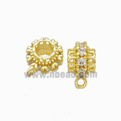 Copper Hanger Bail Micropave Zirconia Gold Plated