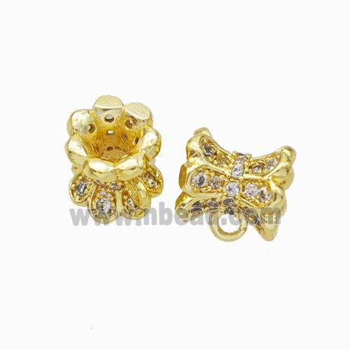 Copper Hanger Bail Micropave Zirconia Gold Plated