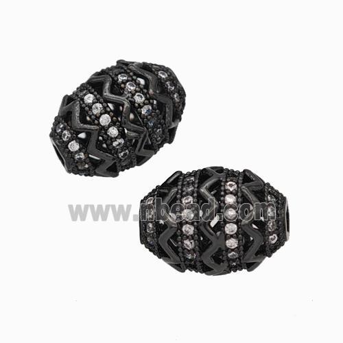 Copper Rice Beads Micropave Zirconia Large Hole Black Plated