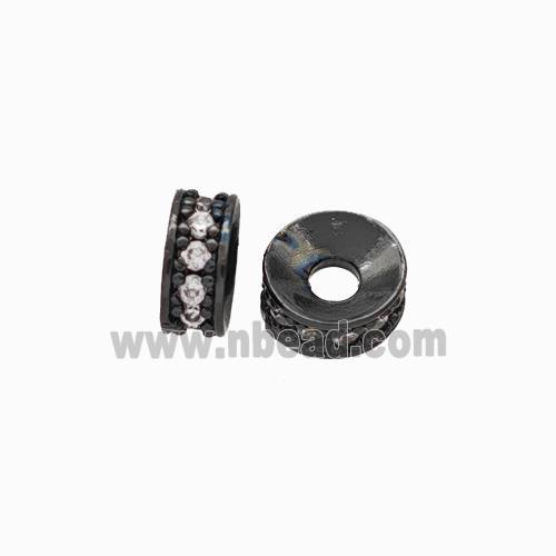 Copper Heishi Spacer Beads Pave Zirconia Black Plated